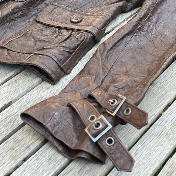 Danier Brown Distressed Leather Jacket | Size Small - Picture 2 of 16